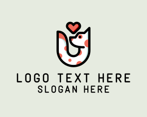 Letter U Lovely Dog logo