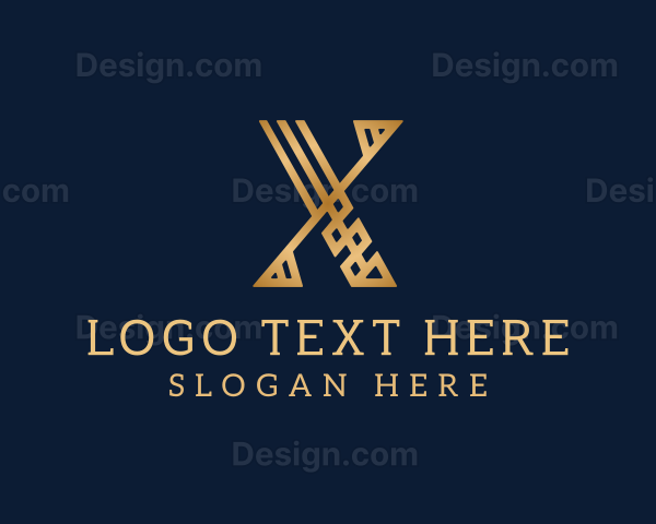 Gold Fashion Letter X Logo