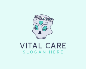 Female Floral Skull Logo