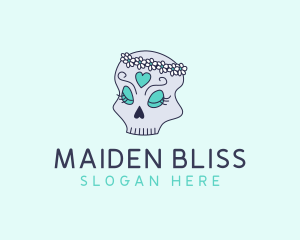 Female Floral Skull logo design