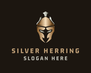 Gold Silver Gladiator Helmet logo design