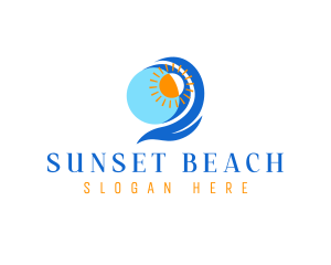 Beach Wave Sun logo design