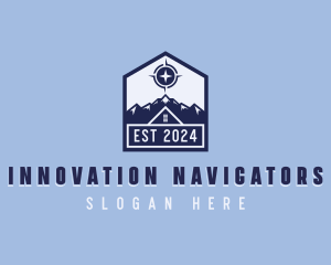 Navigation Compass Mountain logo design