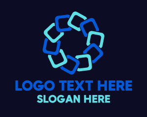 Technological - Blue Geometric Flower logo design