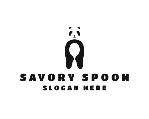 Panda Bear Spoon  logo design