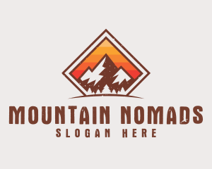 Grunge Mountain Hiking logo design