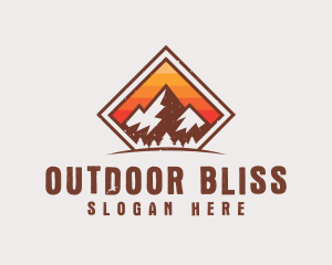 Grunge Mountain Hiking logo design