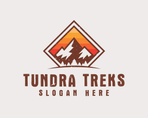 Grunge Mountain Hiking logo design