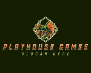 Dilophosaurus Dinosaur Gaming logo design