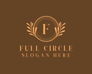 Circle Leaf Wreath Organic logo design