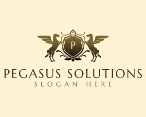 Pegasus Crest Shield logo design