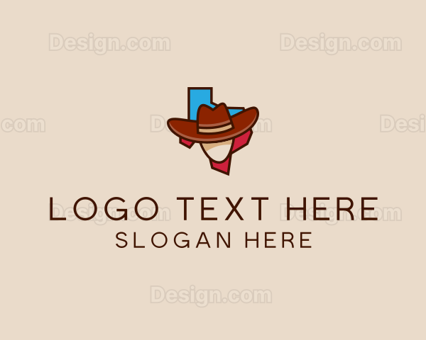 Texas Map Cowboy Logo
