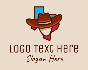 Texas Map Cowboy  Logo