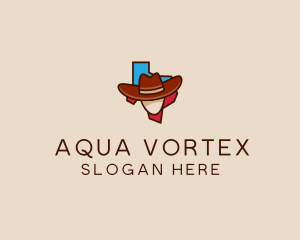 Texas Map Cowboy  logo design