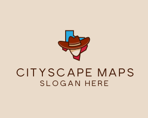 Texas Map Cowboy  logo design