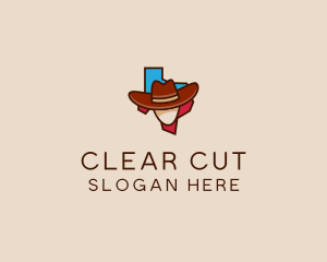 Texas Map Cowboy  logo design