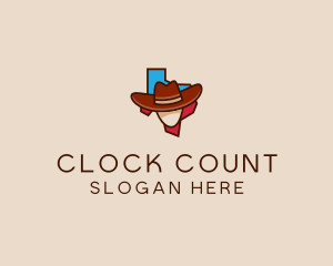 Texas Map Cowboy  logo design