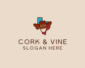 Texas Map Cowboy  logo design