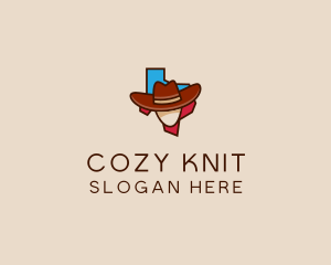 Texas Map Cowboy  logo design