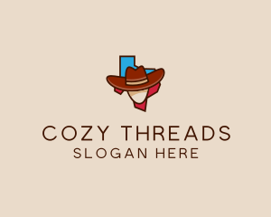 Texas Map Cowboy  logo design