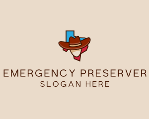 Texas Map Cowboy  logo design