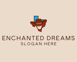 Texas Map Cowboy  logo design