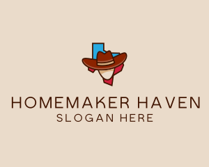 Texas Map Cowboy  logo design