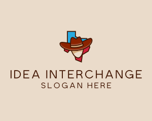 Texas Map Cowboy  logo design