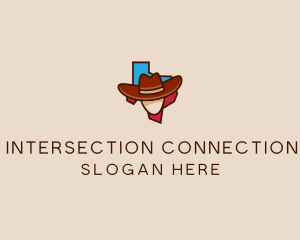 Texas Map Cowboy  logo design