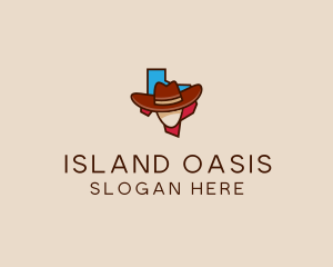 Texas Map Cowboy  logo design