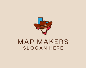 Texas Map Cowboy  logo design