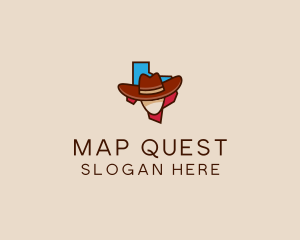 Texas Map Cowboy  logo design