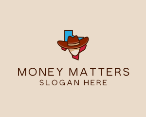 Texas Map Cowboy  logo design