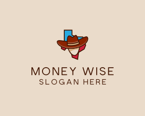 Texas Map Cowboy  logo design