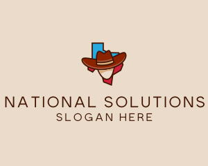 Texas Map Cowboy  logo design