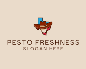 Texas Map Cowboy  logo design