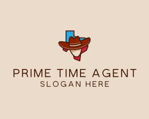 Texas Map Cowboy  logo design