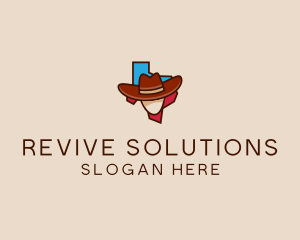 Texas Map Cowboy  logo design