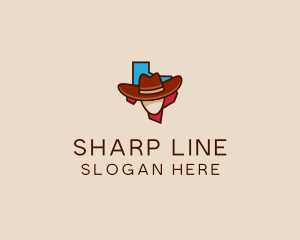 Texas Map Cowboy  logo design