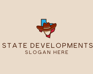 Texas Map Cowboy  logo design