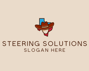 Texas Map Cowboy  logo design