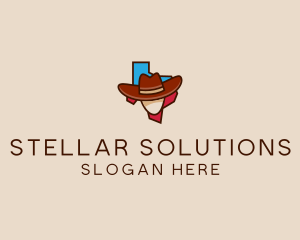 Texas Map Cowboy  logo design