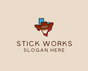 Texas Map Cowboy  logo design