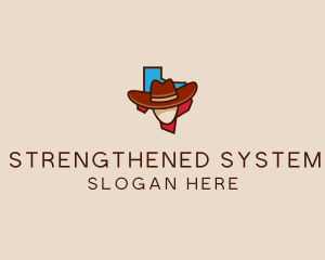 Texas Map Cowboy  logo design