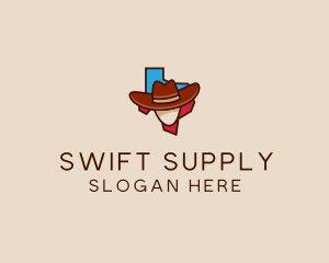 Texas Map Cowboy  logo design