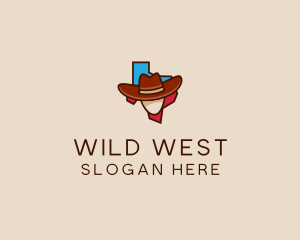 Texas Map Cowboy  logo design