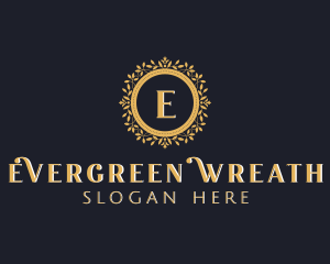 Floral Shield Wreath logo design