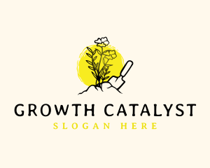 Flower Trowel Gardening logo design