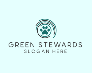 Pet Paw Green Circles logo design