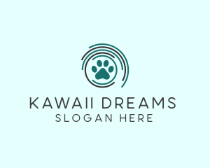 Pet Paw Green Circles logo design